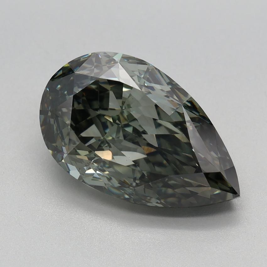 3.06 Ct. Fancy Deep Green Pear Lab Grown Diamond