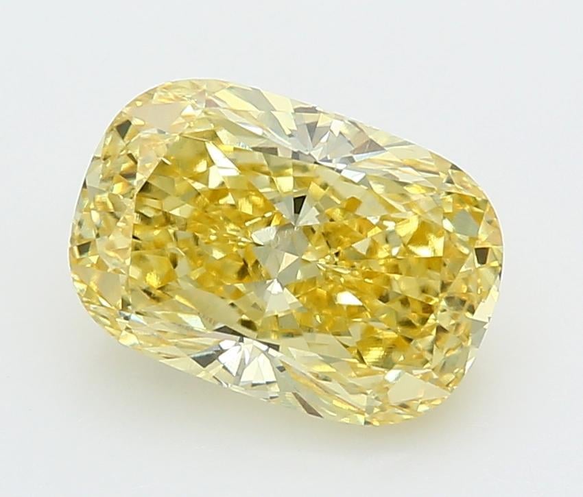 4.08 Ct. Fancy Intense  Yellow Cushion Lab Grown Diamond