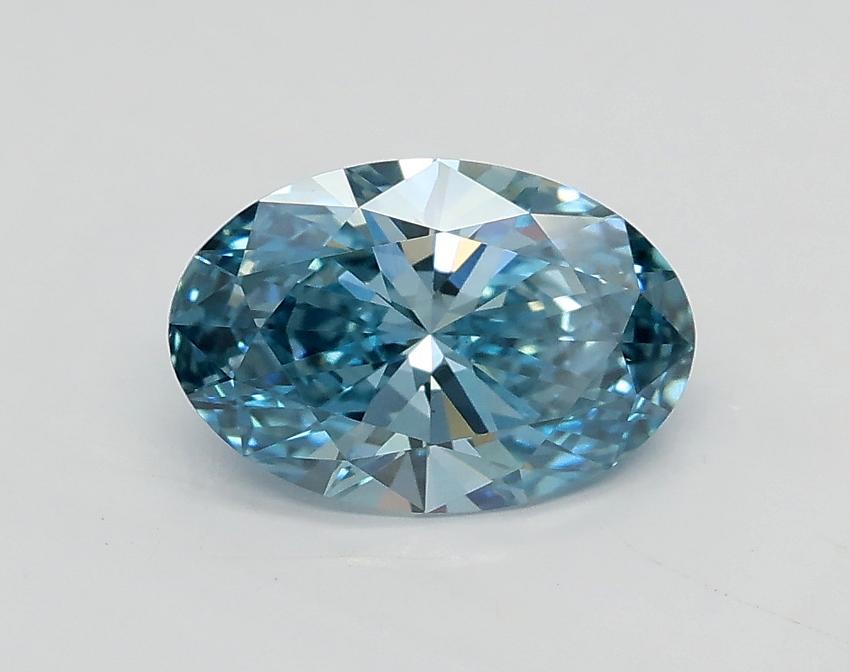 1.01 Ct. Fancy Vivid Greenish Blue Oval Lab Grown Diamond