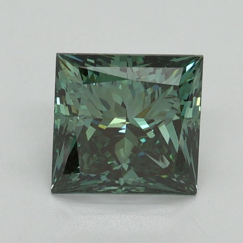1.78 Ct. Fancy Vivid Green Princess Lab Grown Diamond