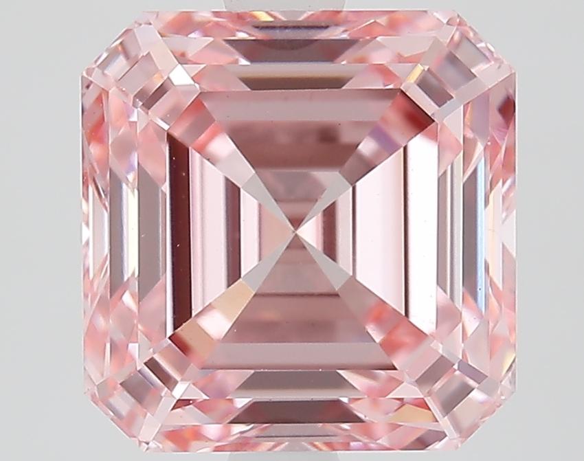 3.22 Ct. Fancy Vivid Pink Asscher Lab Grown Diamond