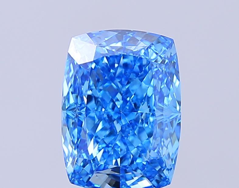 3.04 Ct. Fancy Vivid  Blue Cushion Lab Grown Diamond