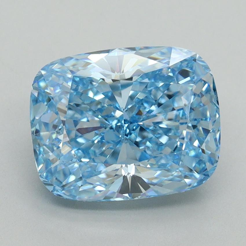 3.01 Ct. Fancy Vivid Blue Cushion Lab Grown Diamond