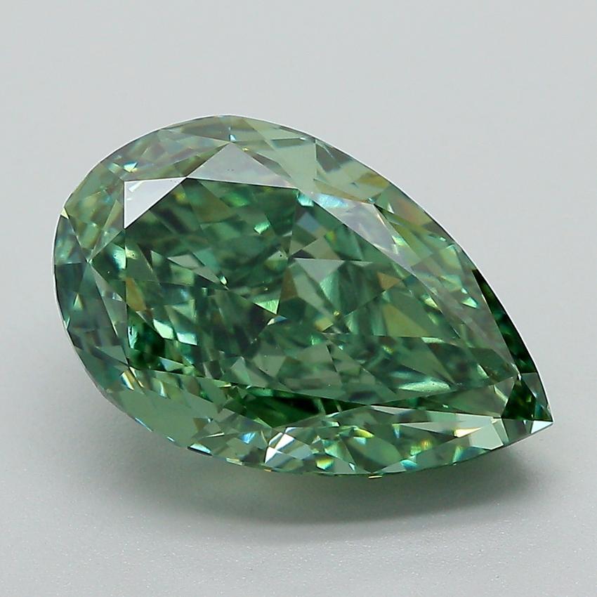 5.23 Ct. Fancy Vivid Green Pear Lab Grown Diamond