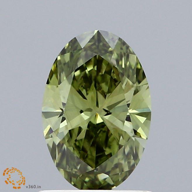 1.08 Ct. Fancy Vivid Green Oval Lab Grown Diamond