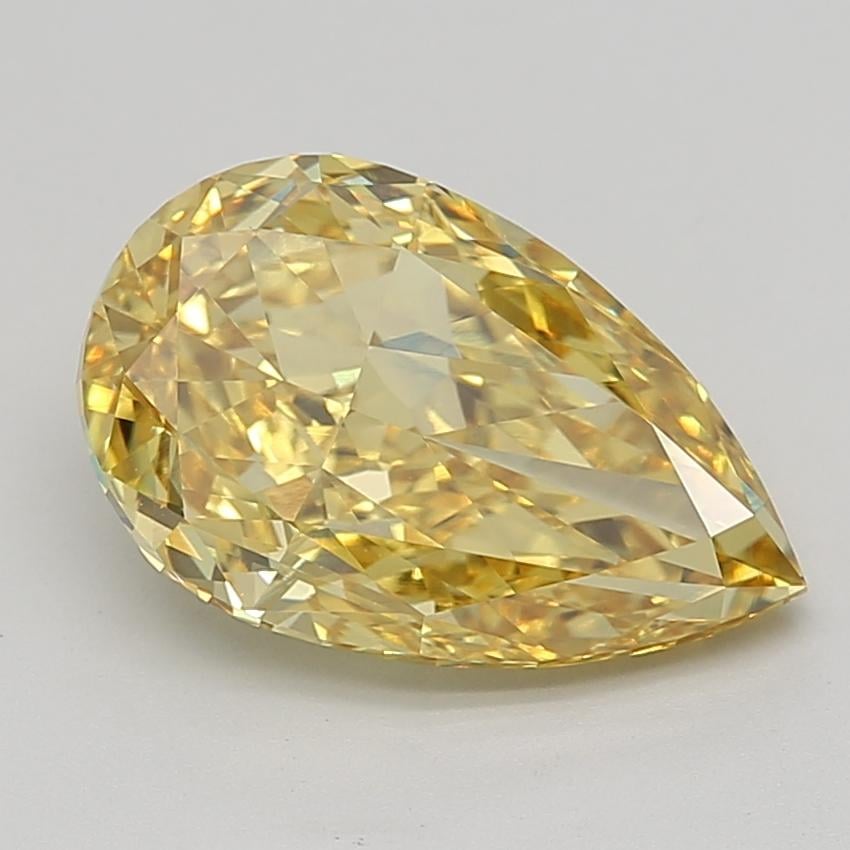 5.23 Ct. Fancy Vivid  Yellow Pear Lab Grown Diamond