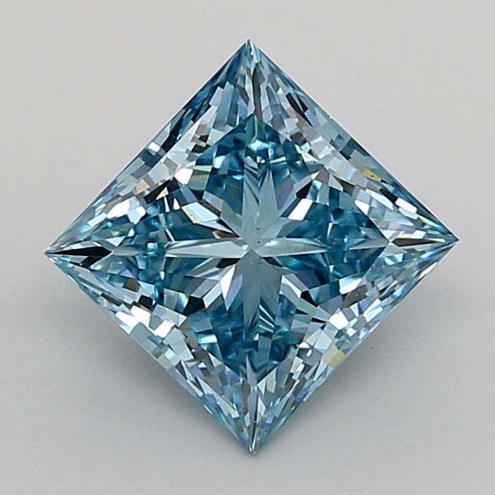3.01 Ct. Fancy Vivid  Blue Princess Lab Grown Diamond
