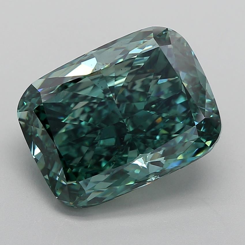 10.52 Ct. Fancy Vivid Green Cushion Lab Grown Diamond