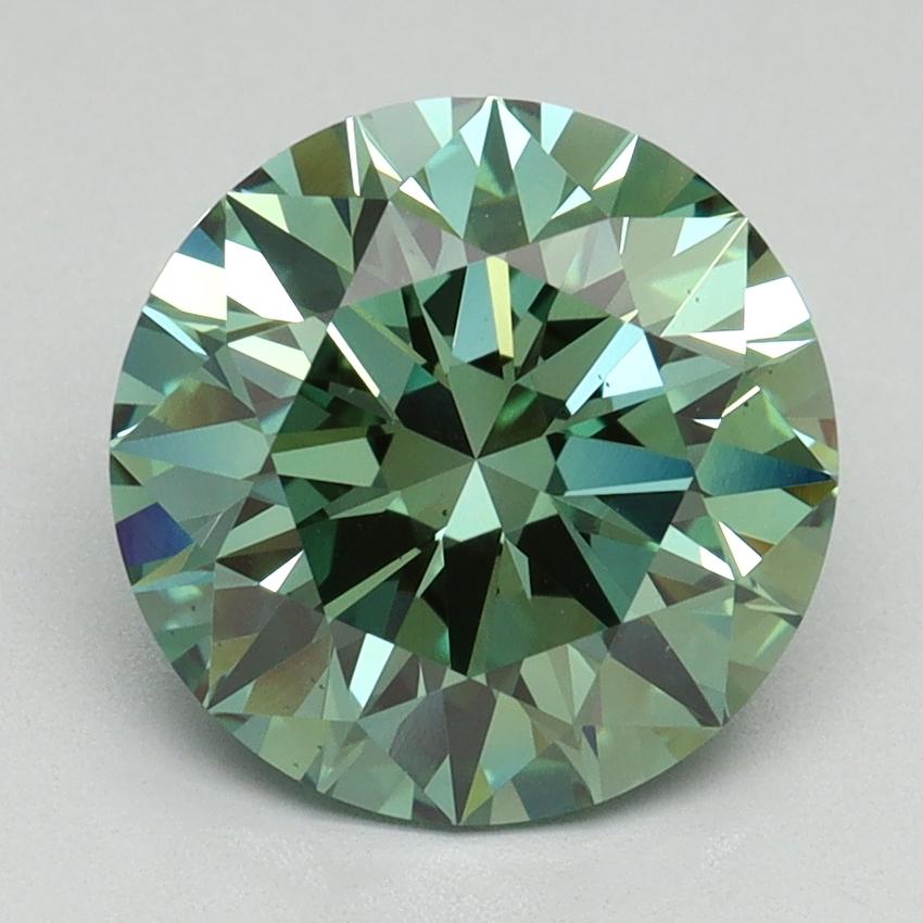 3.02 Ct. Fancy Vivid Green Round Lab Grown Diamond
