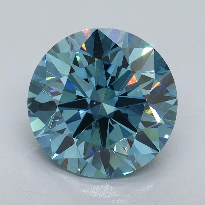 3.07 Ct. Fancy Vivid Blue Round Lab Grown Diamond