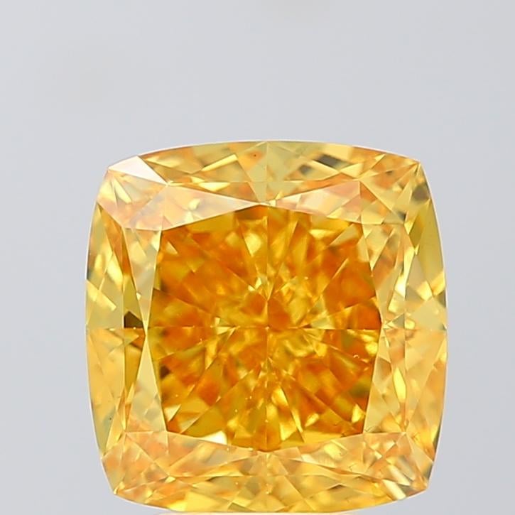 4.50 Ct. Fancy Vivid  Yellow Cushion Lab Grown Diamond