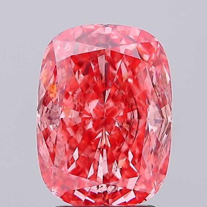 2.77 Ct. Fancy Vivid  Pink Cushion Lab Grown Diamond
