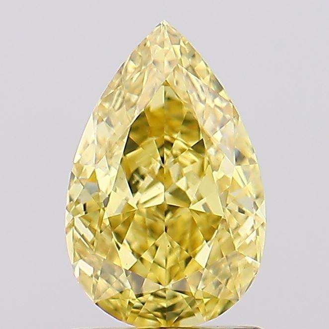 1.23 Ct. Fancy Vivid  Yellow Pear Lab Grown Diamond