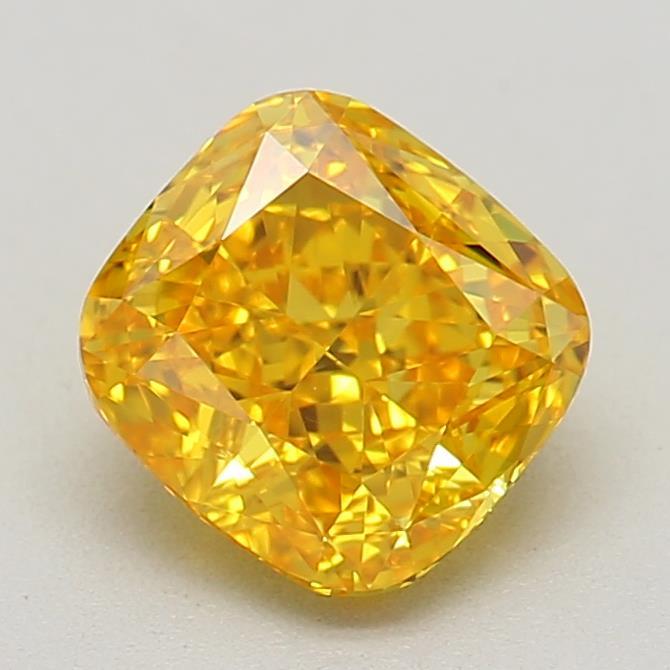 0.79 Ct. Fancy Vivid Yellow Cushion Lab Grown Diamond