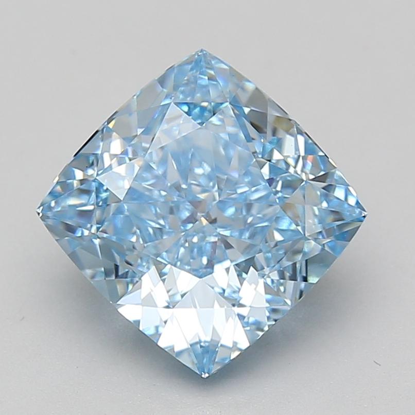 4.06 Ct. Fancy Vivid Blue Cushion Lab Grown Diamond