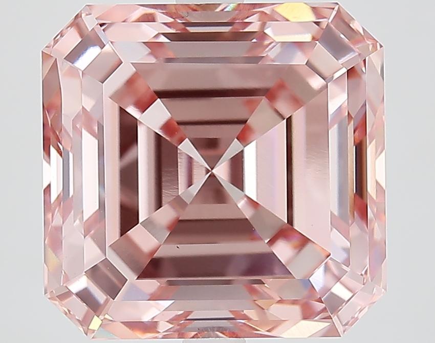 8.82 Ct. Fancy Vivid Brownish Pink Asscher Lab Grown Diamond