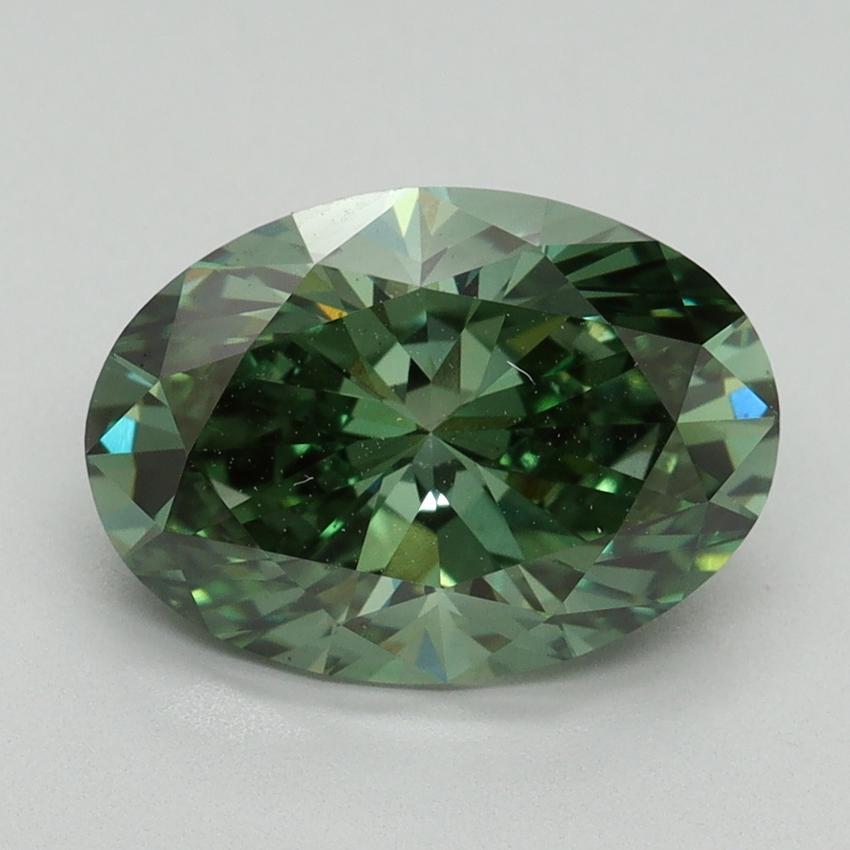 3.11 Ct. Fancy Vivid Green Oval Lab Grown Diamond