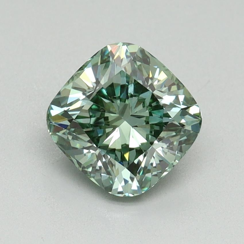 1.50 Ct. Fancy Vivid Green Cushion Lab Grown Diamond