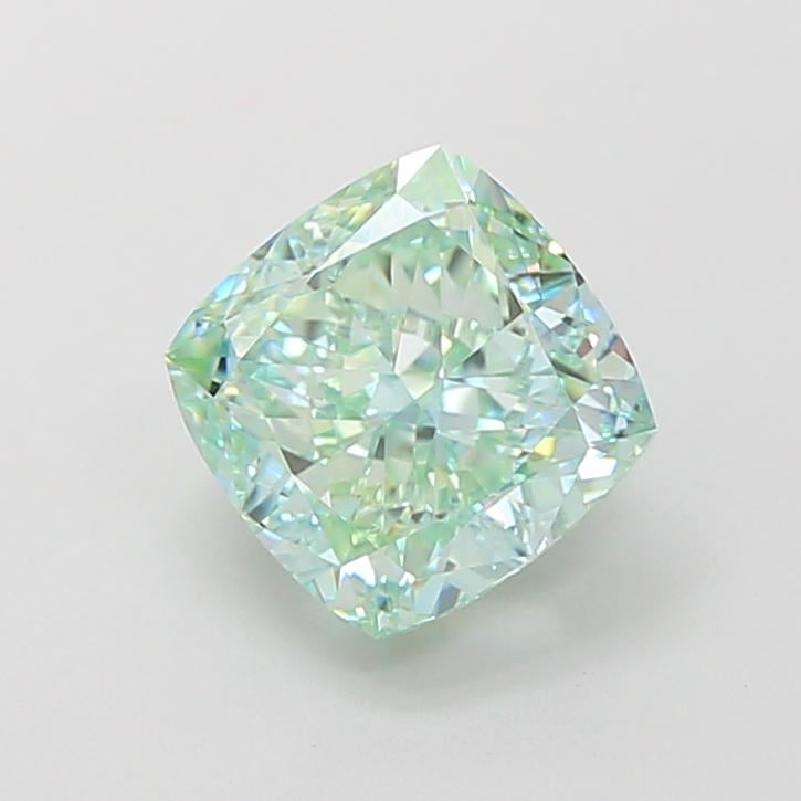 2.42 Ct. Fancy Vivid  Green Cushion Lab Grown Diamond