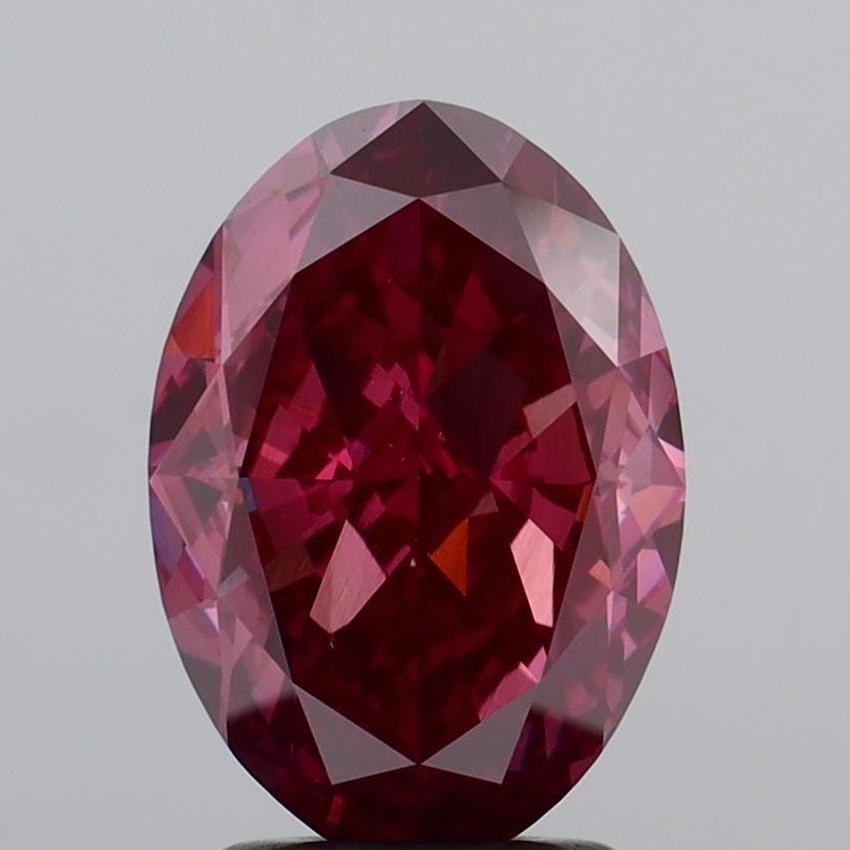 3.21 Ct. Fancy Deep  Pink Oval Lab Grown Diamond