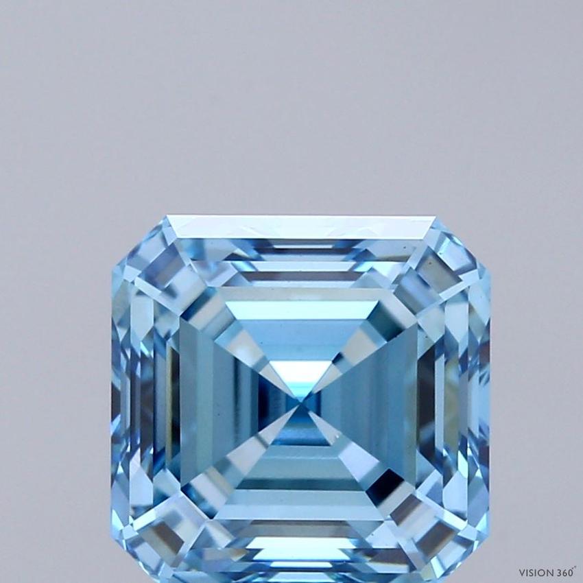 4.09 Ct. Fancy Vivid Blue Asscher Lab Grown Diamond