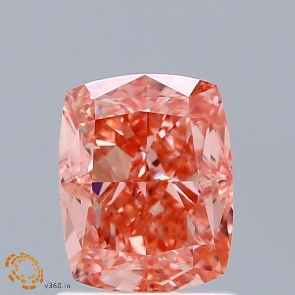 1.54 Ct. Fancy Vivid Orangy Pink Cushion Lab Grown Diamond