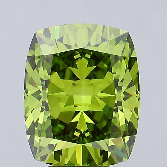 5.04 Ct. Fancy Vivid Green Cushion Lab Grown Diamond