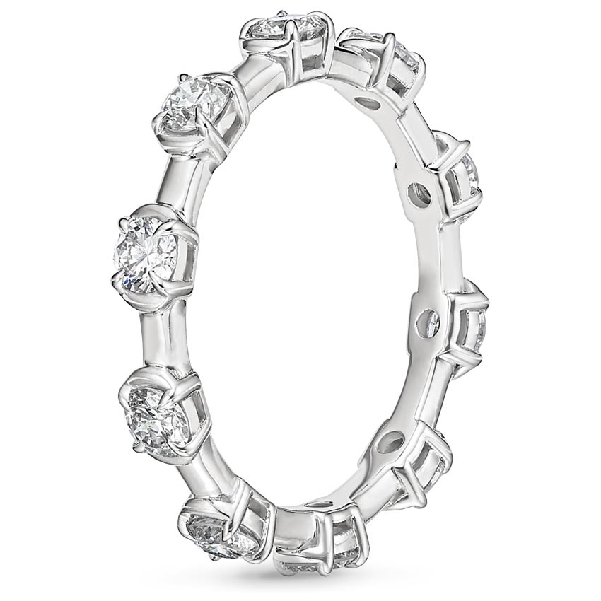18K White Gold Jade Trau Cavetta Diamond Eternity Ring, large side view