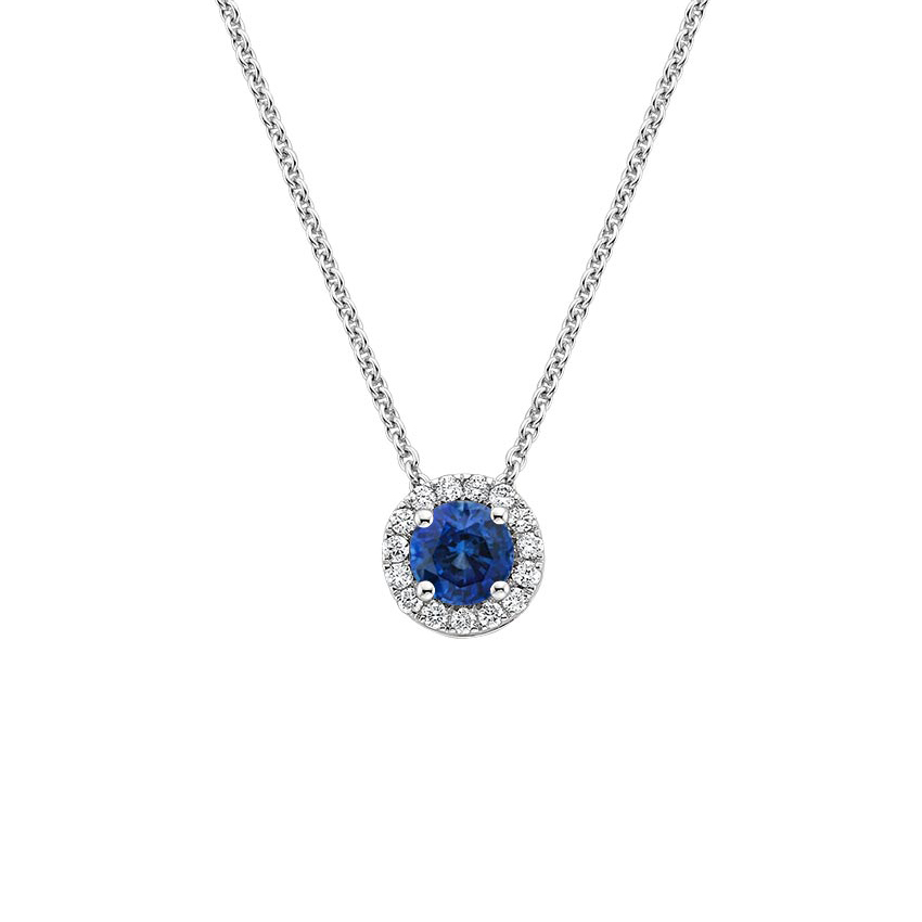Sapphire Halo Diamond Pendant 