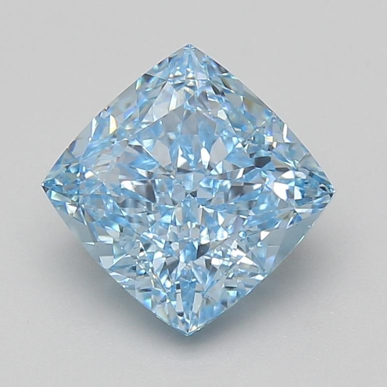 3.08 Ct. Fancy Vivid Blue Cushion Lab Grown Diamond