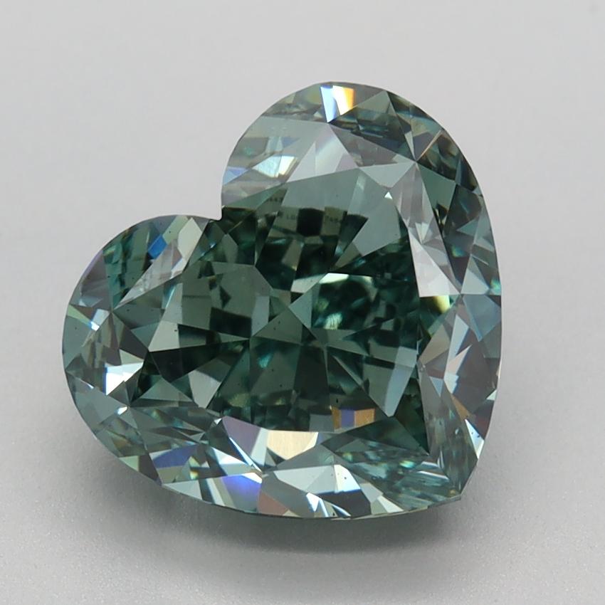 3.55 Ct. Fancy Vivid Bluish Green Heart Lab Grown Diamond