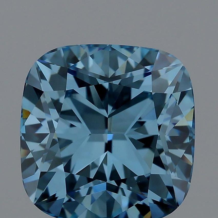 3.07 Ct. Fancy Vivid Blue Cushion Lab Grown Diamond