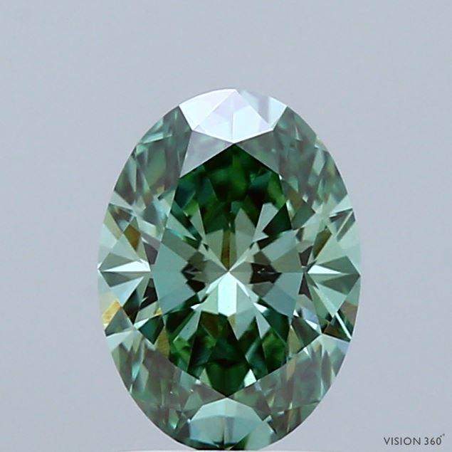 1.04 Ct. Fancy Vivid Green Oval Lab Grown Diamond