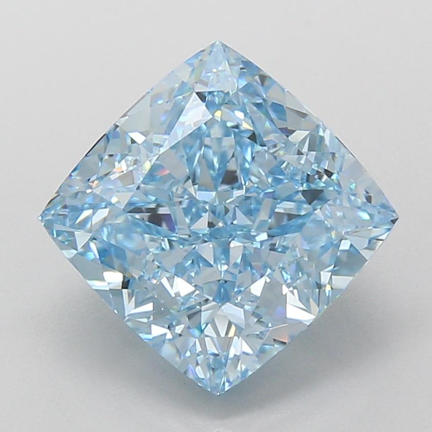 5.09 Ct. Fancy Vivid Blue Cushion Lab Grown Diamond