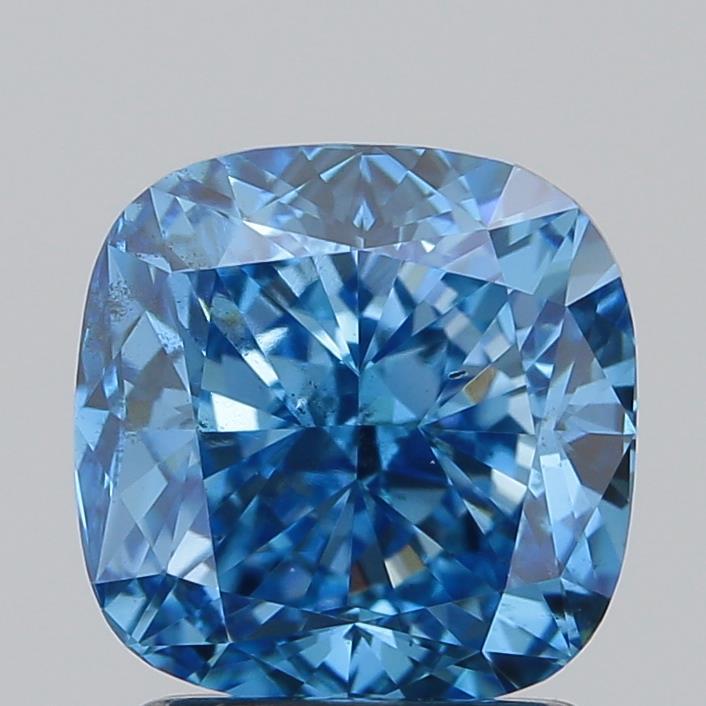 2.01 Ct. Fancy Vivid  Blue Cushion Lab Grown Diamond
