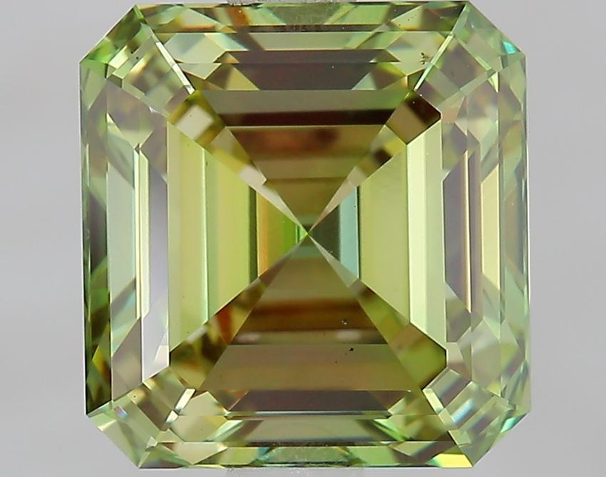 2.41 Ct. Fancy Vivid Green Asscher Lab Grown Diamond