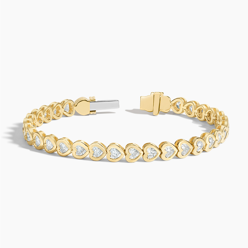 14K Yellow Gold Heart Shaped Lab Diamond Bezel Tennis Bracelet (3 1/3 ct. tw.)