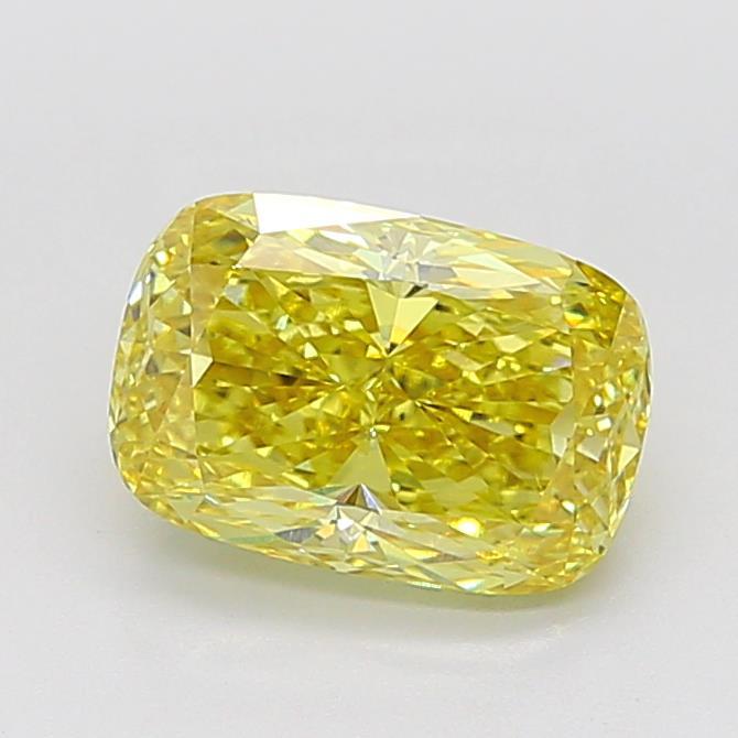 3.02 Ct. Fancy Vivid Yellow Cushion Lab Grown Diamond