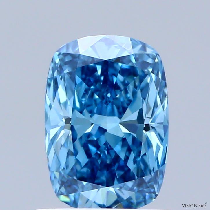 0.98 Ct. Fancy Vivid Blue Cushion Lab Grown Diamond