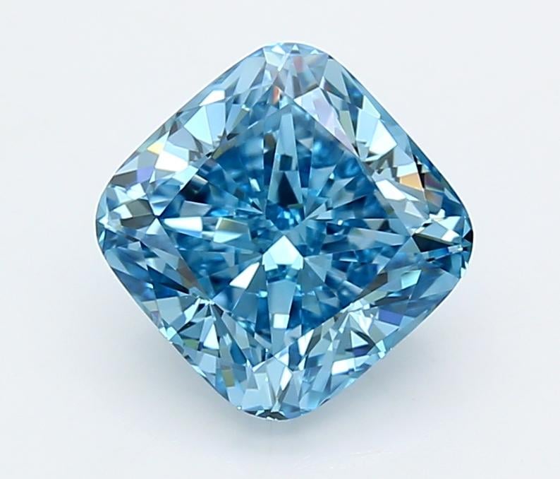 2.58 Ct. Fancy Vivid  Blue Cushion Lab Grown Diamond