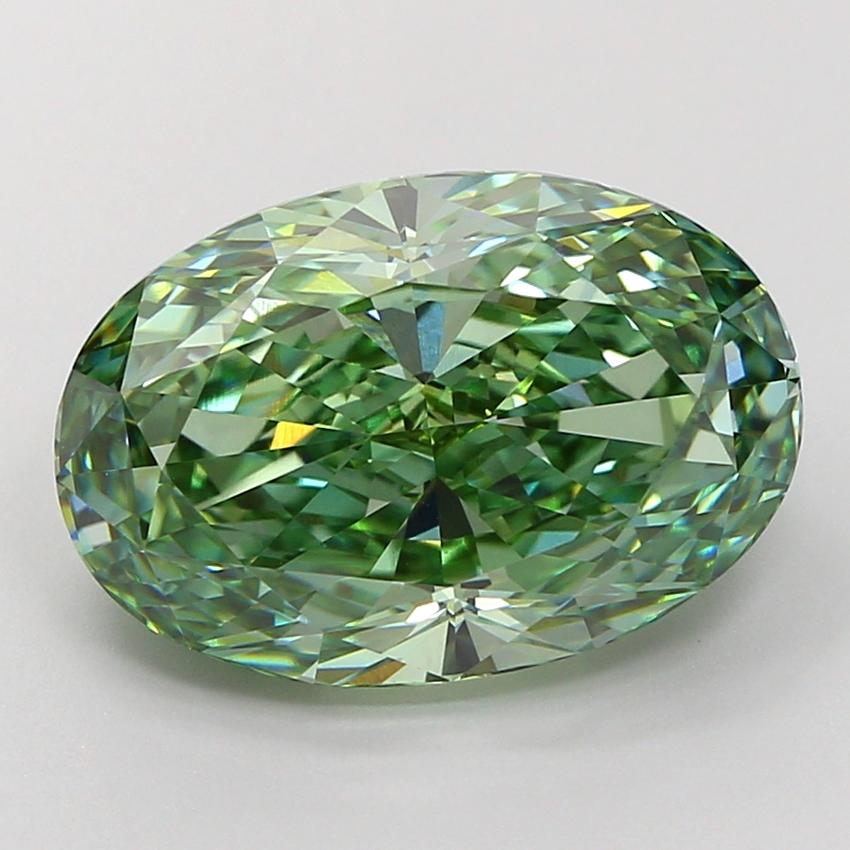 6.06 Ct. Fancy Vivid Green Oval Lab Grown Diamond