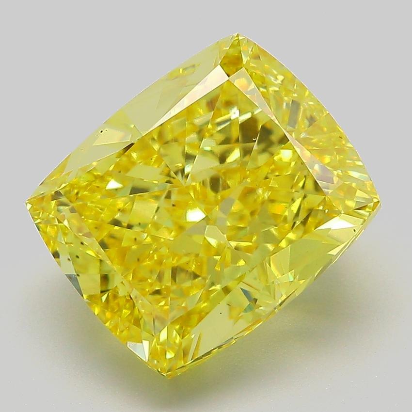 8.01 Ct. Fancy Vivid  Yellow Cushion Lab Grown Diamond