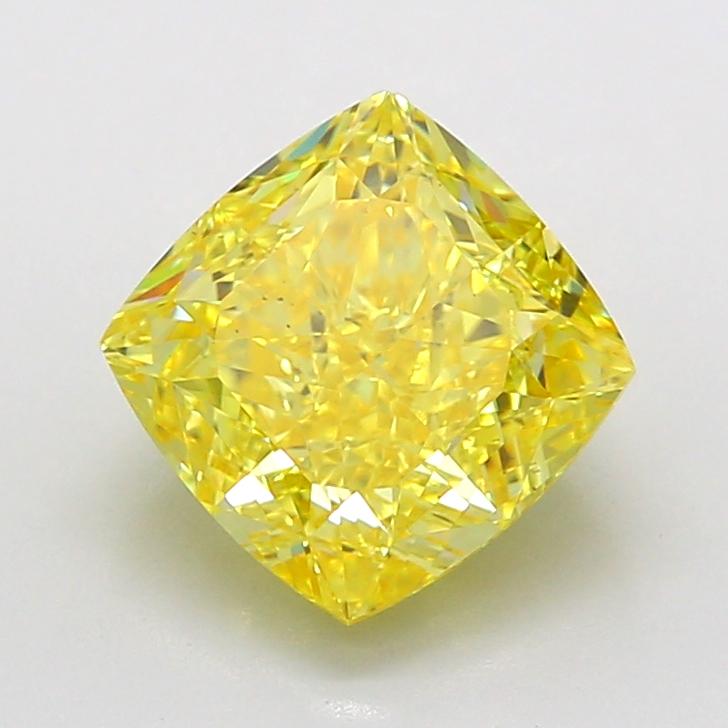 3.05 Ct. Fancy Vivid  Yellow Cushion Lab Grown Diamond