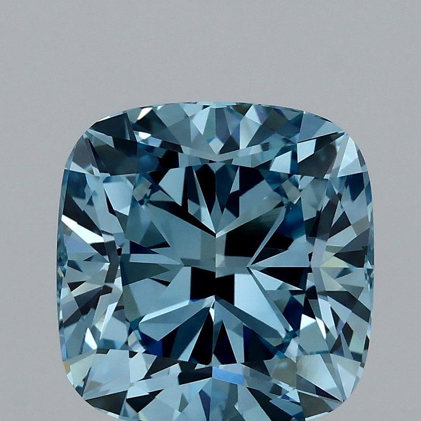 3.15 Ct. Fancy Vivid Blue Cushion Lab Grown Diamond