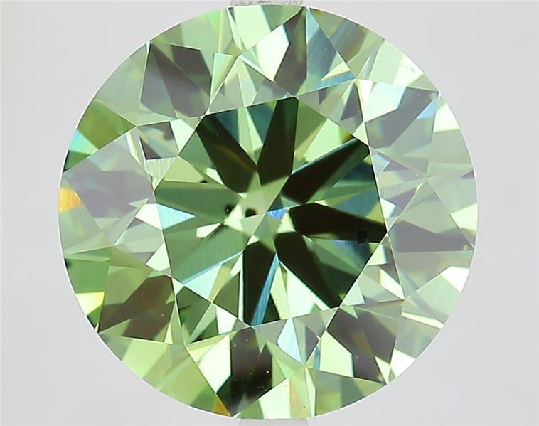 7.23 Ct. Fancy Vivid  Green Round Lab Grown Diamond