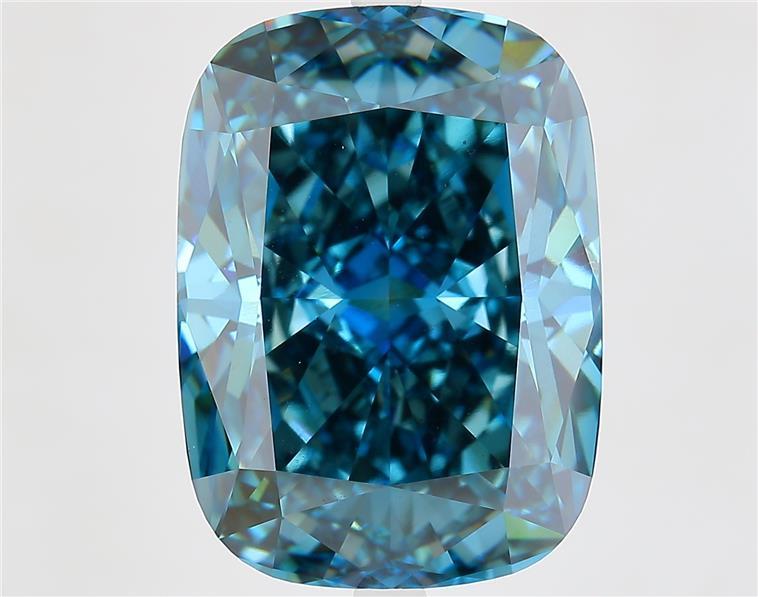 15.53 Ct. Fancy Vivid  Blue Cushion Lab Grown Diamond