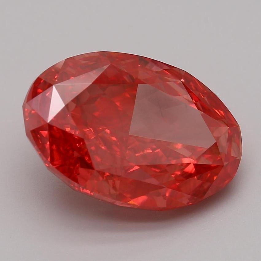 7.58 Ct. Fancy Vivid Red Oval Lab Grown Diamond