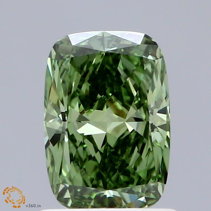 1.04 Ct. Fancy Vivid Green Cushion Lab Grown Diamond