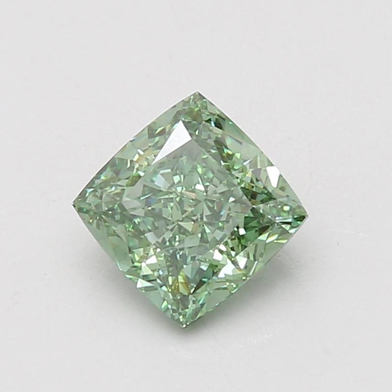 1.52 Ct. Fancy Vivid Green Cushion Lab Grown Diamond