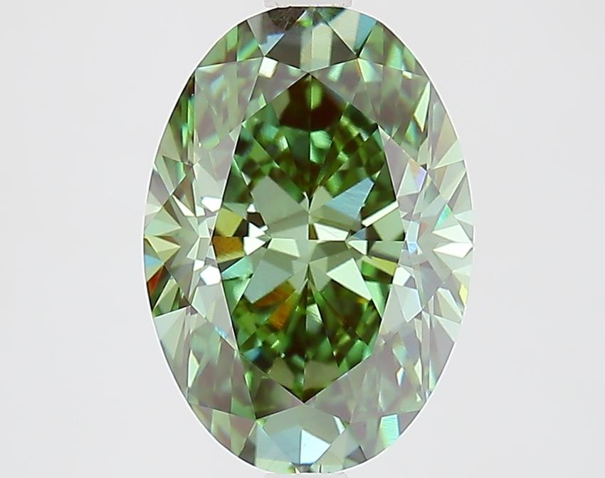 3.01 Ct. Fancy Vivid Green Oval Lab Grown Diamond